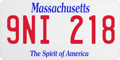 MA license plate 9NI218
