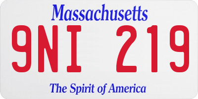 MA license plate 9NI219