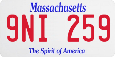 MA license plate 9NI259