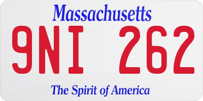 MA license plate 9NI262
