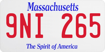 MA license plate 9NI265
