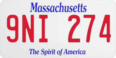 MA license plate 9NI274