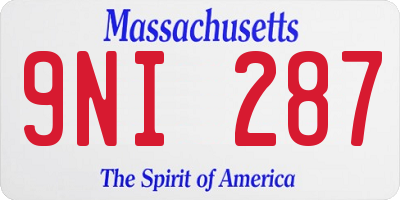 MA license plate 9NI287