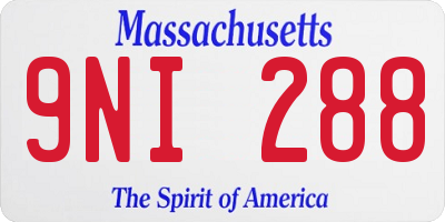 MA license plate 9NI288