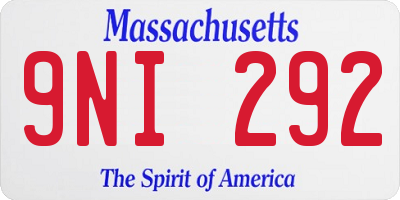MA license plate 9NI292