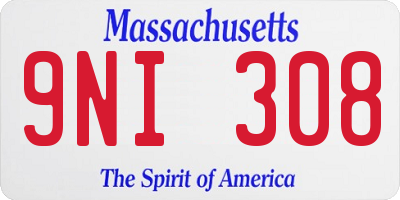 MA license plate 9NI308