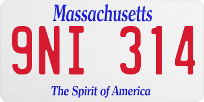 MA license plate 9NI314
