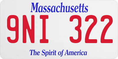 MA license plate 9NI322