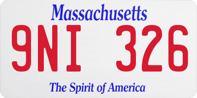 MA license plate 9NI326