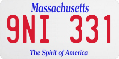 MA license plate 9NI331