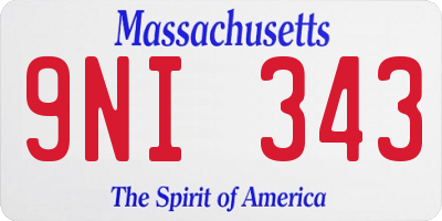 MA license plate 9NI343