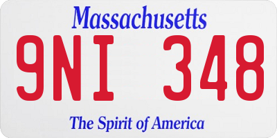 MA license plate 9NI348