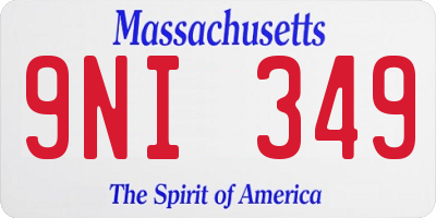 MA license plate 9NI349