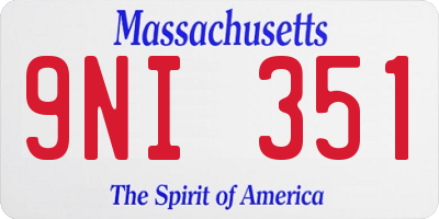 MA license plate 9NI351