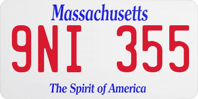 MA license plate 9NI355