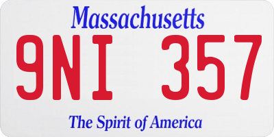 MA license plate 9NI357