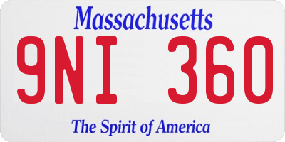 MA license plate 9NI360