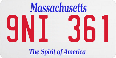 MA license plate 9NI361