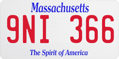 MA license plate 9NI366
