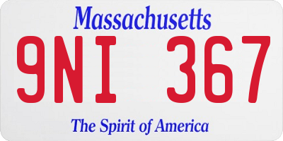 MA license plate 9NI367