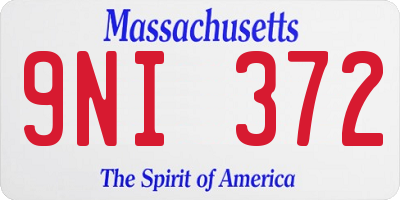 MA license plate 9NI372