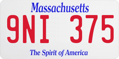 MA license plate 9NI375