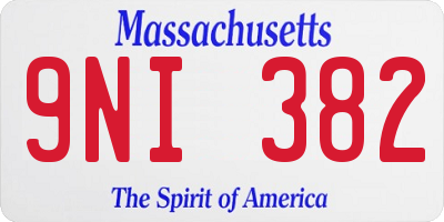 MA license plate 9NI382