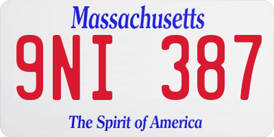 MA license plate 9NI387