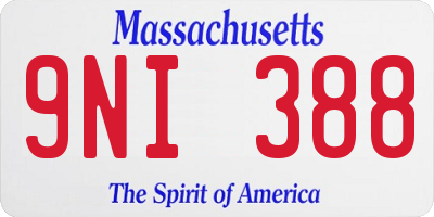 MA license plate 9NI388