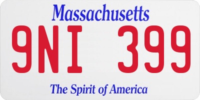 MA license plate 9NI399