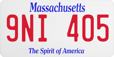 MA license plate 9NI405