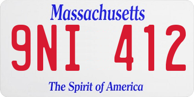 MA license plate 9NI412
