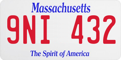 MA license plate 9NI432