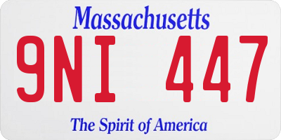 MA license plate 9NI447