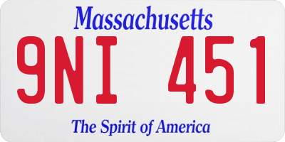 MA license plate 9NI451