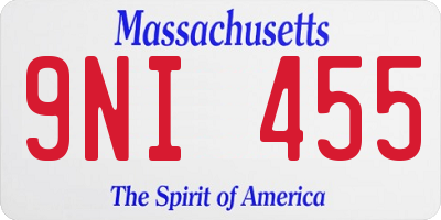 MA license plate 9NI455