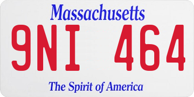 MA license plate 9NI464
