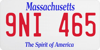 MA license plate 9NI465