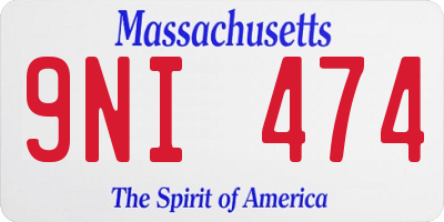 MA license plate 9NI474