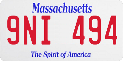 MA license plate 9NI494