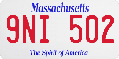 MA license plate 9NI502