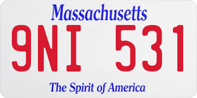 MA license plate 9NI531