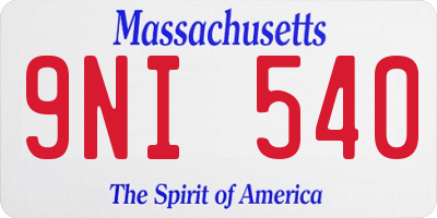 MA license plate 9NI540