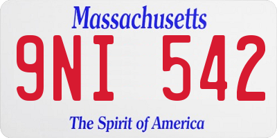 MA license plate 9NI542
