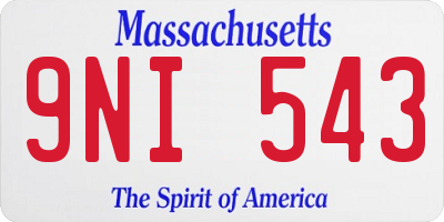 MA license plate 9NI543