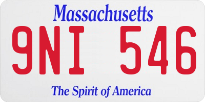 MA license plate 9NI546