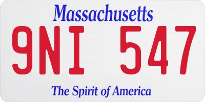 MA license plate 9NI547