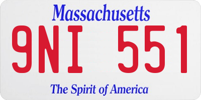 MA license plate 9NI551