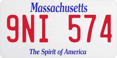 MA license plate 9NI574