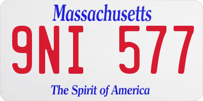MA license plate 9NI577